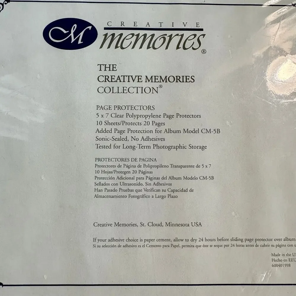 Vintage Creative Memories 5x7 Page Protectors New in Plastic Set of 2